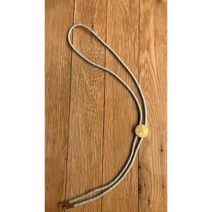 Brass Western Style Bolo Tie on 36" Gray Cord Handmade NEW